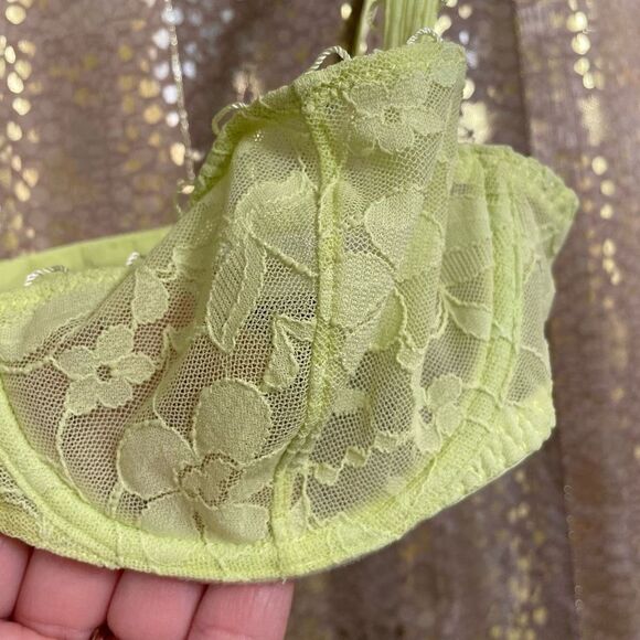 Maison Lejaby Miss Top Half Cup Bra Sunny Neon Yellow Green 32B NWOT - Picture 4 of 11
